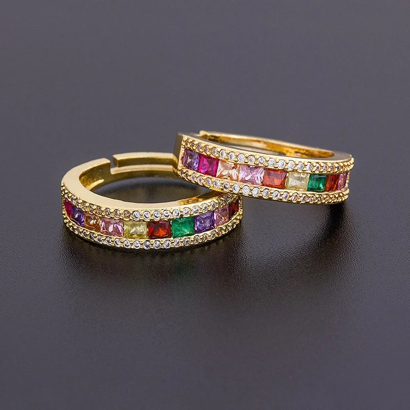Bohemian Colorful Rainbow Cubic Zirconia Ring for Women & Men