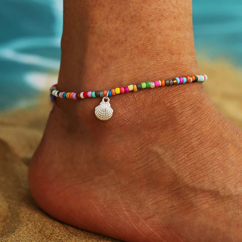 Bohemian Beaded Starfish Anklet Set