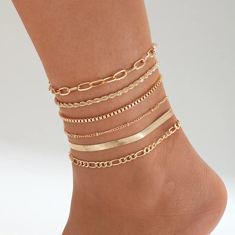 7-Piece Bohemian Starfish Shell Anklet Set