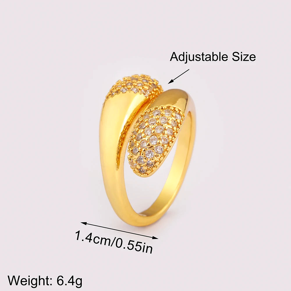 Punk Style Adjustable CZ Open Ring