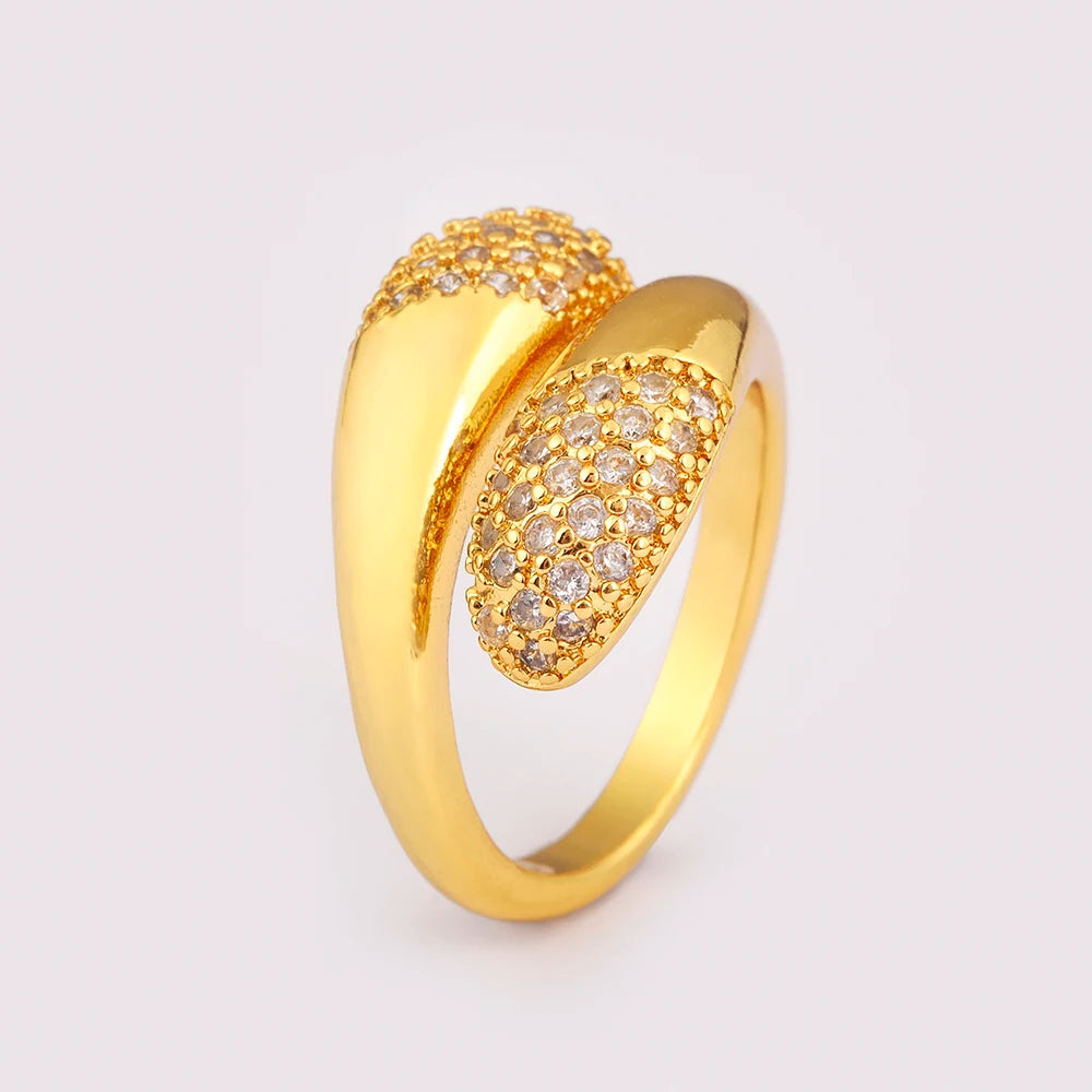 Punk Style Adjustable CZ Open Ring