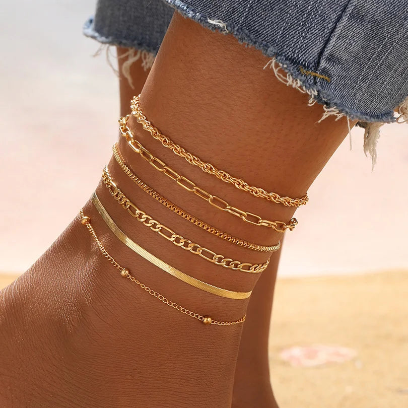 7-Piece Bohemian Starfish Shell Anklet Set
