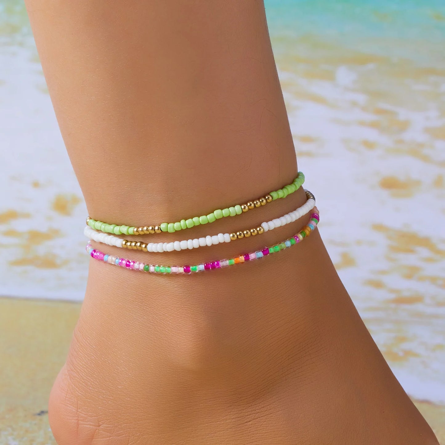 Bohemian Beaded Starfish Anklet Set