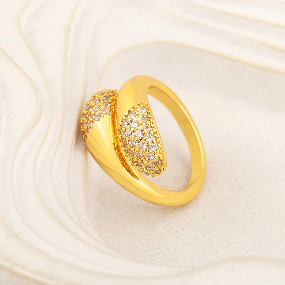 Punk Style Adjustable CZ Open Ring