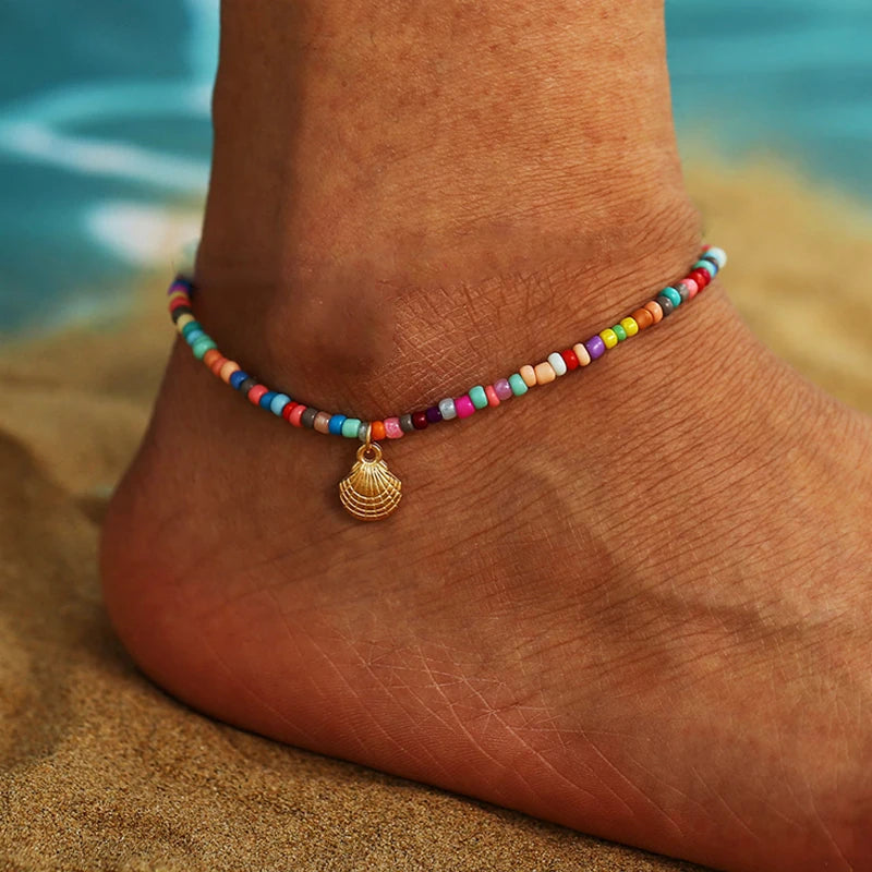 Bohemian Beaded Starfish Anklet Set