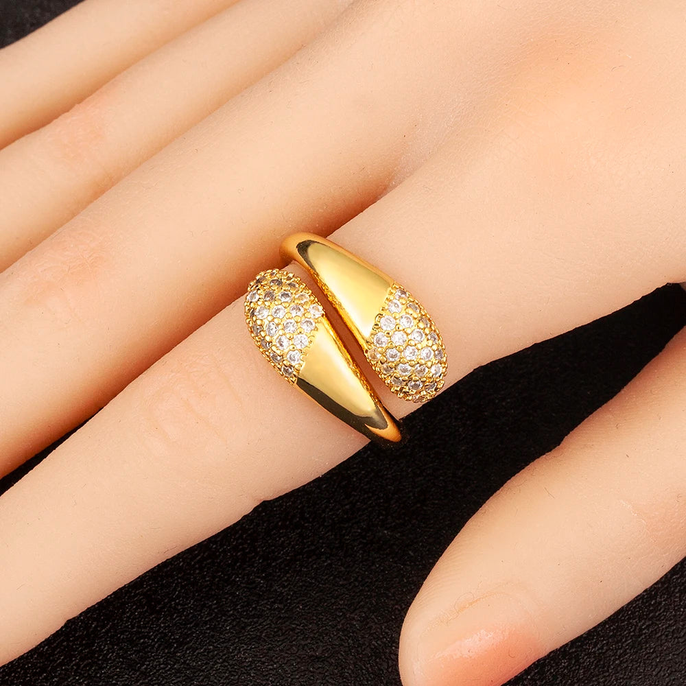 Punk Style Adjustable CZ Open Ring
