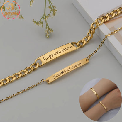 Custom Name Engraved Steel Bracelet
