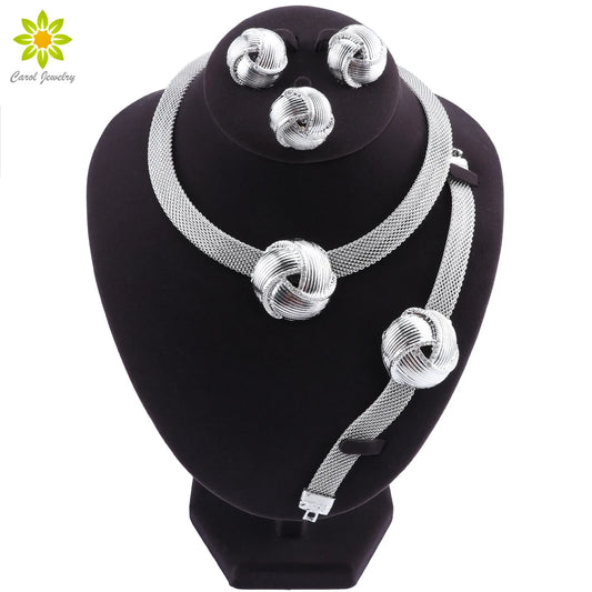 Dubai Silver Bridal Jewelry Set