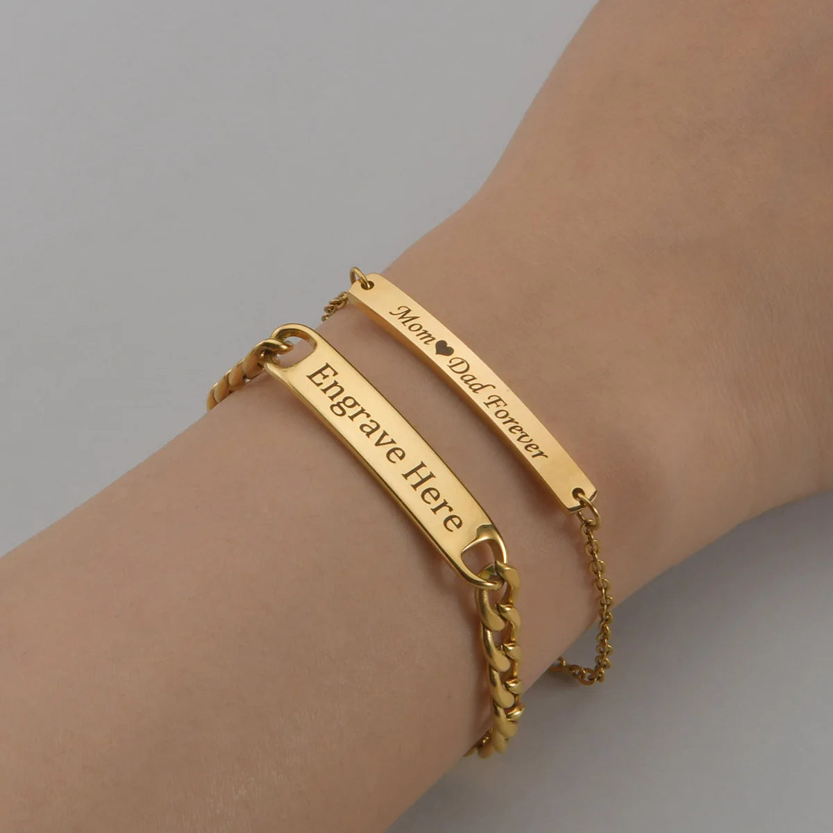 Custom Name Engraved Steel Bracelet