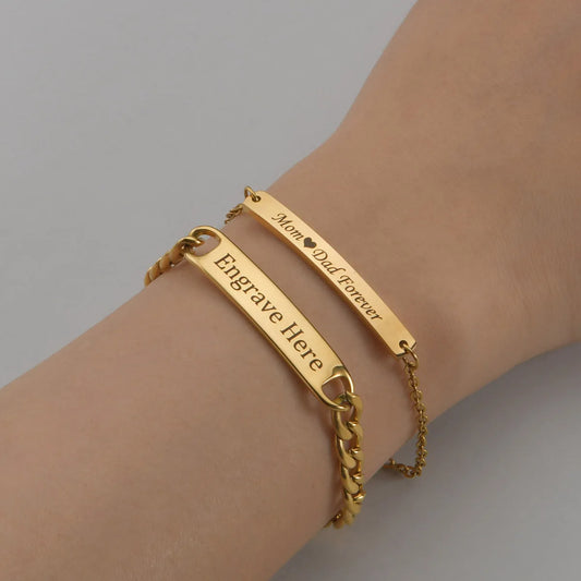 Custom Name Engraved Steel Bracelet