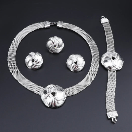 Dubai Silver Bridal Jewelry Set