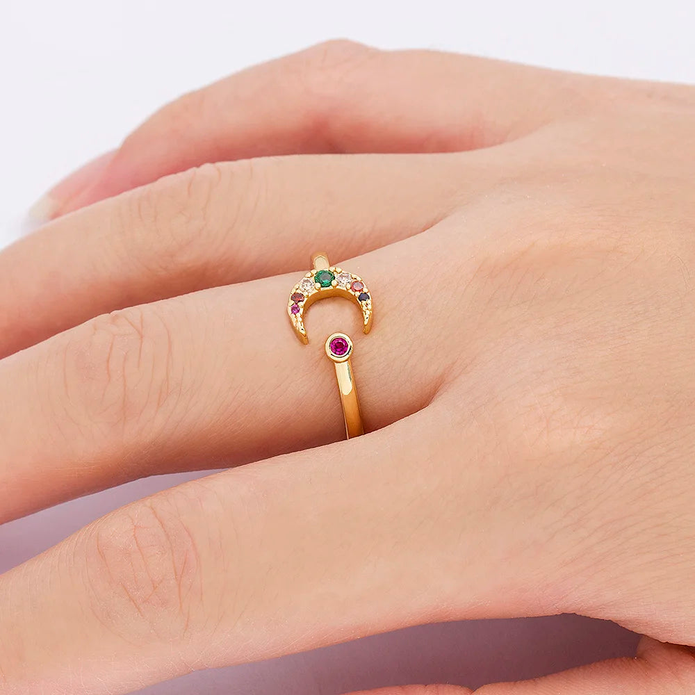 Bohemian Colorful Rainbow Cubic Zirconia Ring for Women & Men