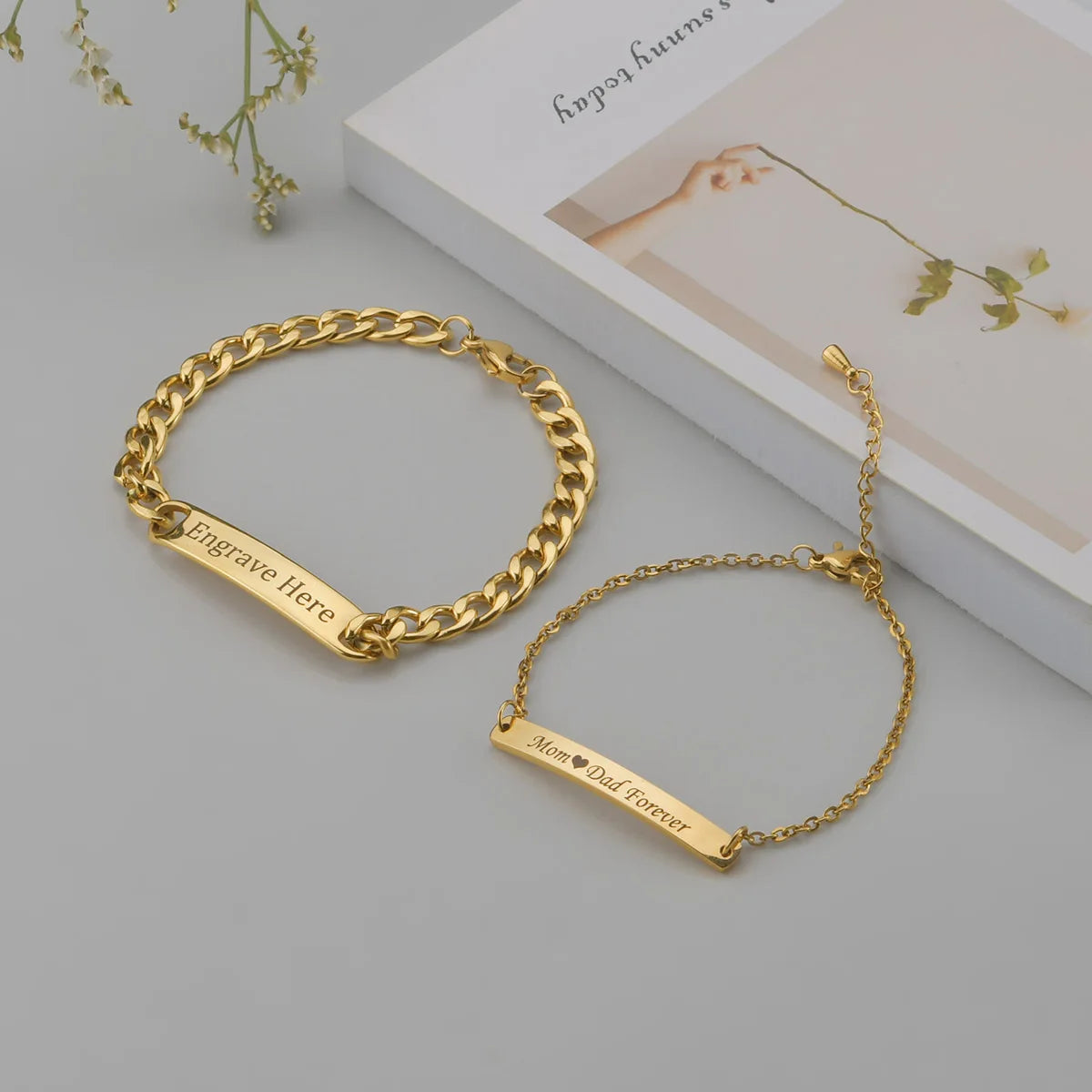 Custom Name Engraved Steel Bracelet