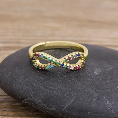 Bohemian Colorful Rainbow Cubic Zirconia Ring for Women & Men