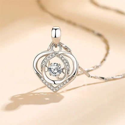 925 Sterling Silver Heart Necklace & Bracelet Set for Women