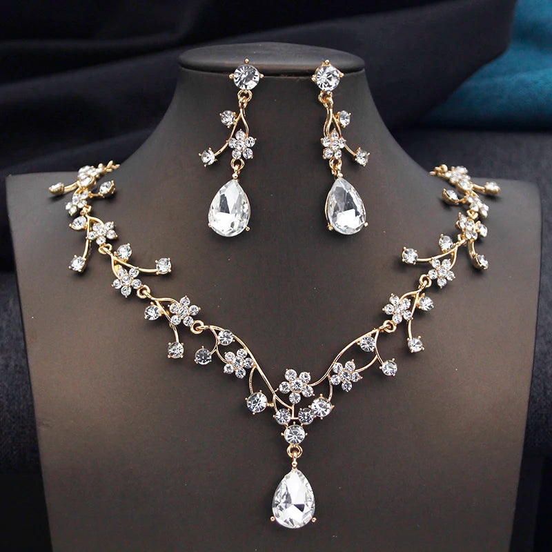 Crystal Water Drop Bridal Jewelry Set