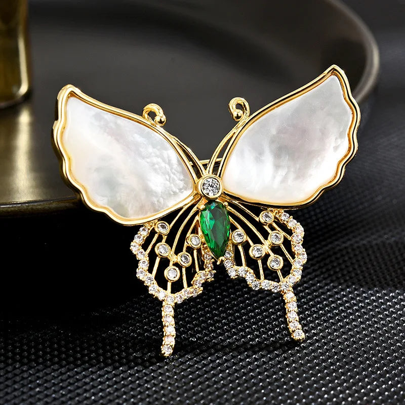 Butterfly Pearl Crystal Brooch