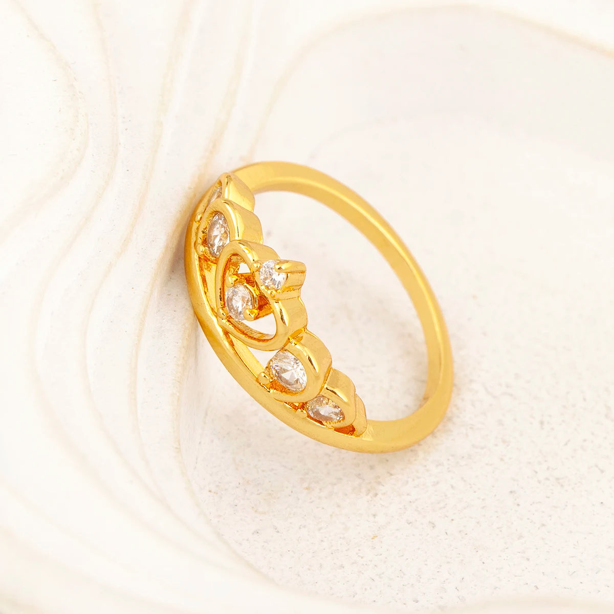 Light Luxury Heart Crown Shape Zircon Ring for Women