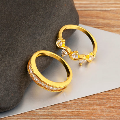 Light Luxury Heart Crown Shape Zircon Ring for Women