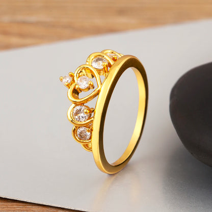 Light Luxury Heart Crown Shape Zircon Ring for Women