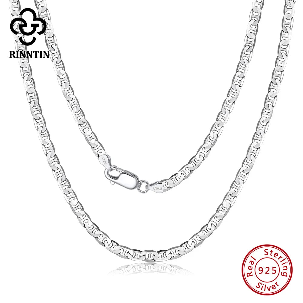 925 Sterling Silver Flat Mariner Chain Necklace