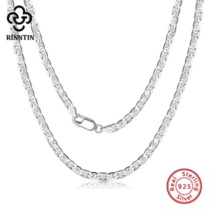 925 Sterling Silver Flat Mariner Chain Necklace