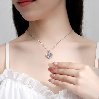 925 Sterling Silver Heart Necklace & Bracelet Set for Women