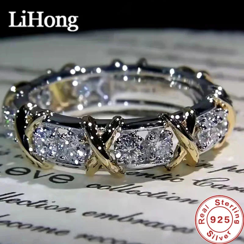 Luxury 925 Sterling Silver Interlaced Zircon Ring