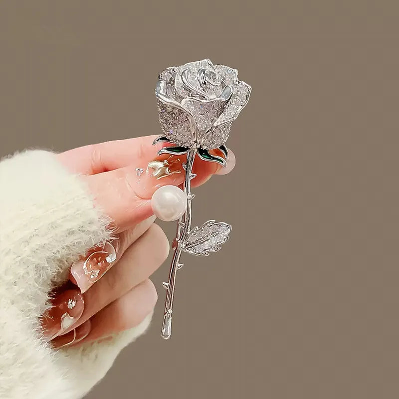 Golden Tulip Pearl Brooch – Rhinestone Pin