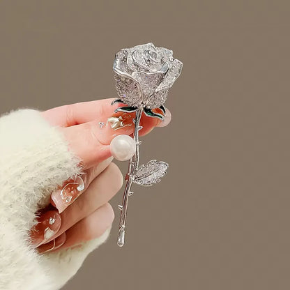Golden Tulip Pearl Brooch – Rhinestone Pin