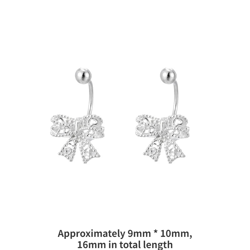 925 Silver Bow Heart Stud Earrings
