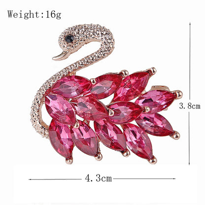 Rhinestone Swan Brooch Pin