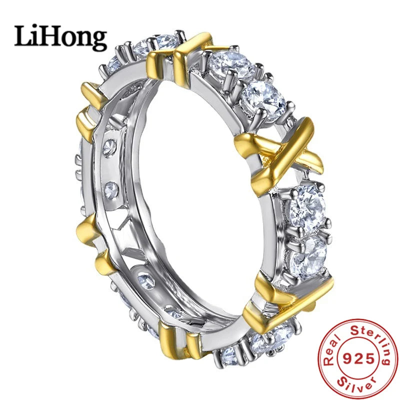 Luxury 925 Sterling Silver Interlaced Zircon Ring