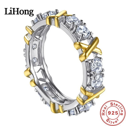 Luxury 925 Sterling Silver Interlaced Zircon Ring