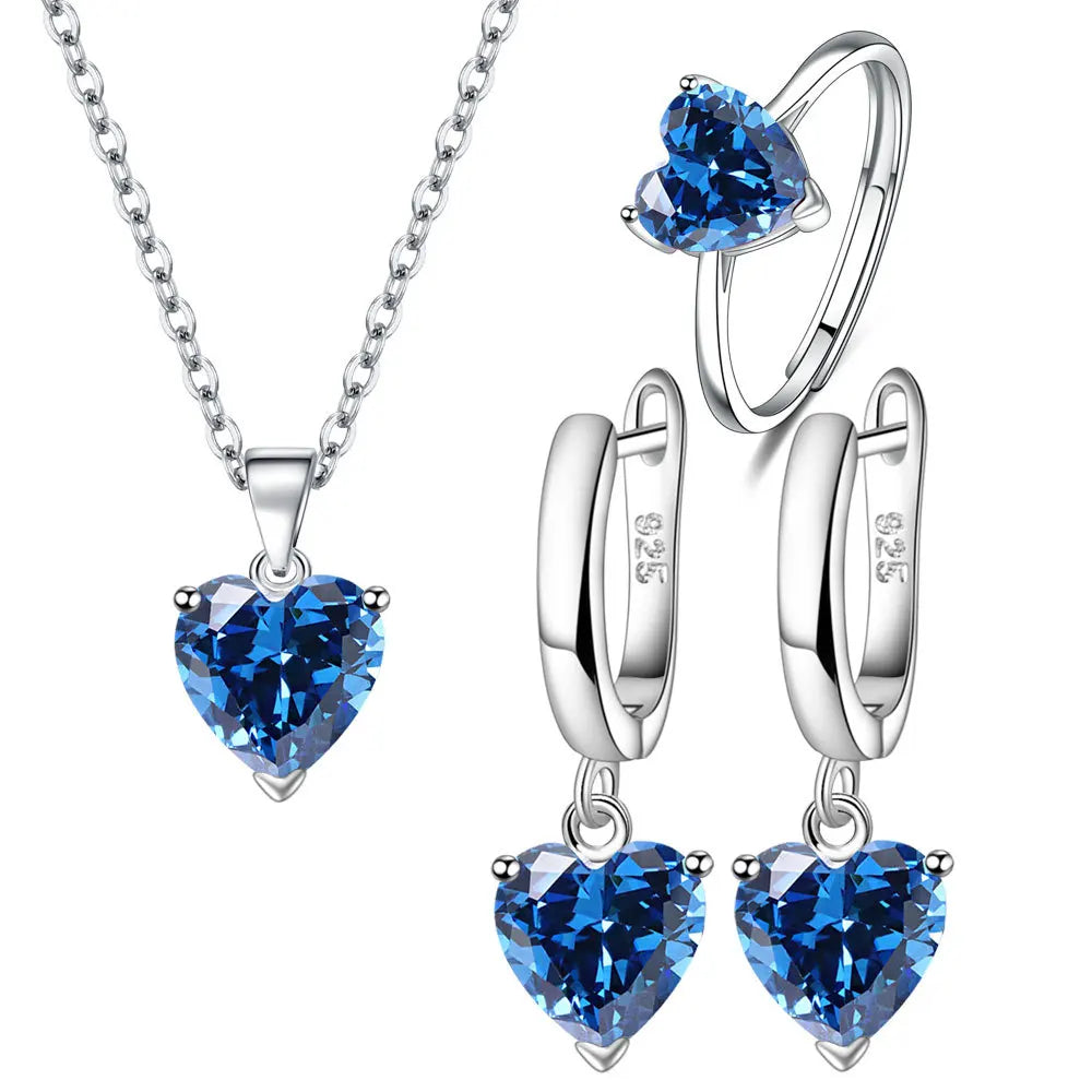 925 Silver Heart Jewelry Set