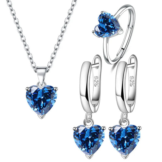 925 Silver Heart Jewelry Set