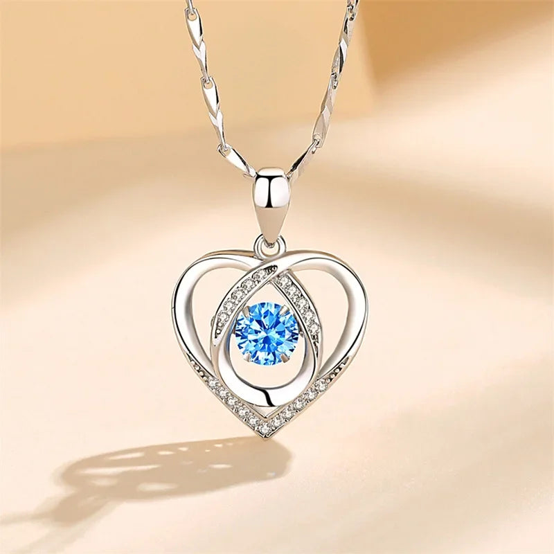 925 Sterling Silver Heart Necklace & Bracelet Set for Women