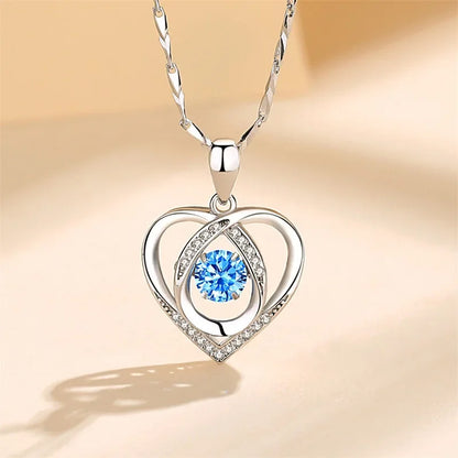 925 Sterling Silver Heart Necklace & Bracelet Set for Women