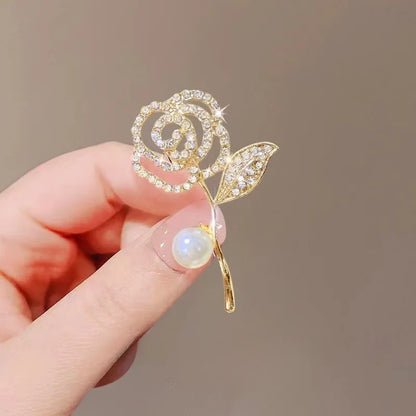 Golden Tulip Pearl Brooch – Rhinestone Pin