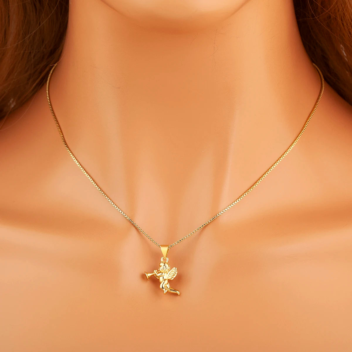 Retro Angel Blowing Trumpet Pendant Necklace for Women & Men