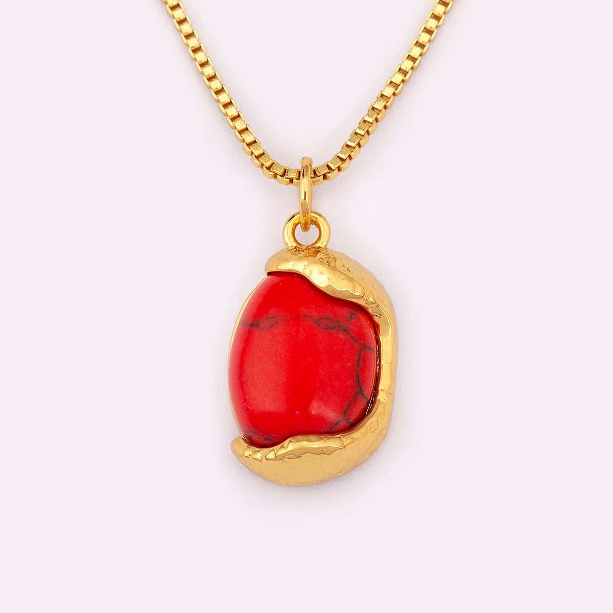 Copper Inlaid Stone Pendant Necklace