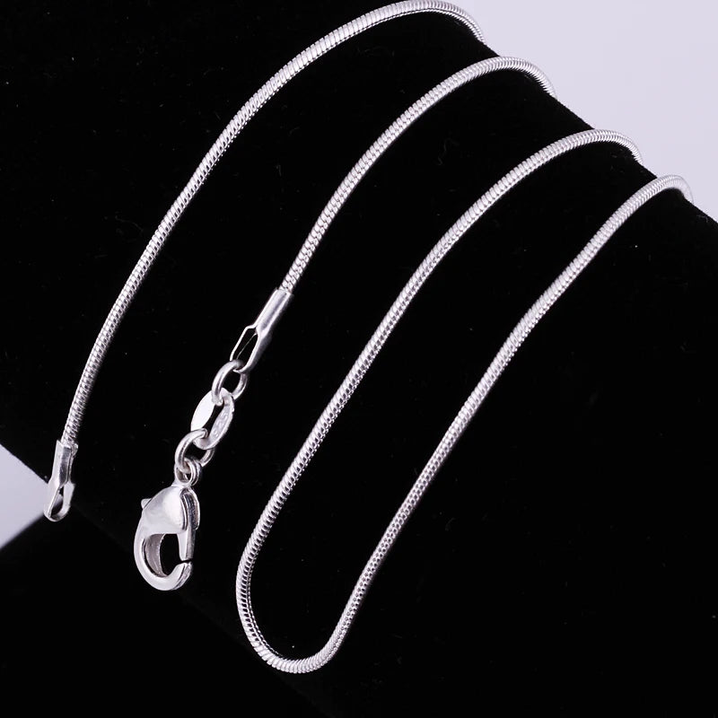 10PCS 925 Sterling Silver Snake Chain Necklace for Women & Men (16-30 Inches)