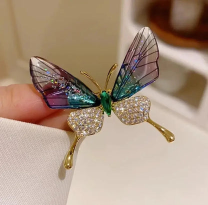 Butterfly Pearl Crystal Brooch