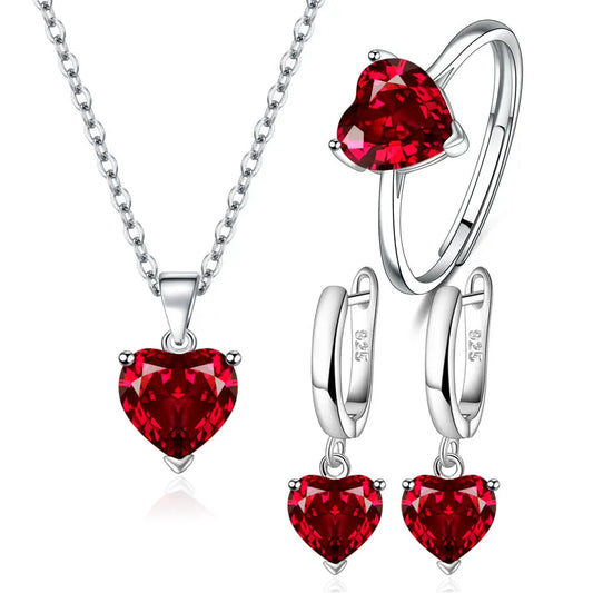 925 Silver Heart Jewelry Set