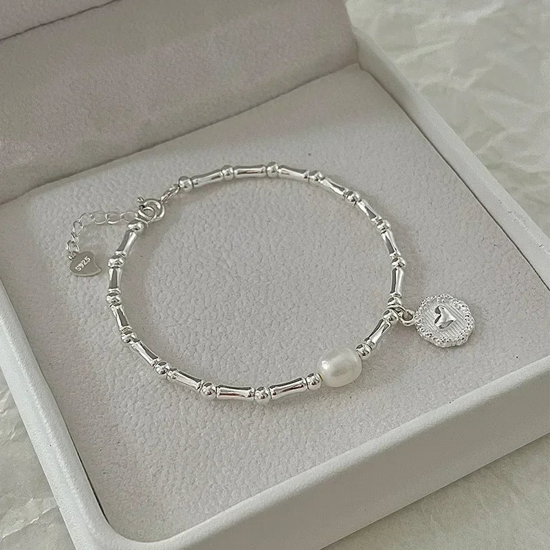 925 Sterling Silver Heart Necklace & Bracelet Set for Women