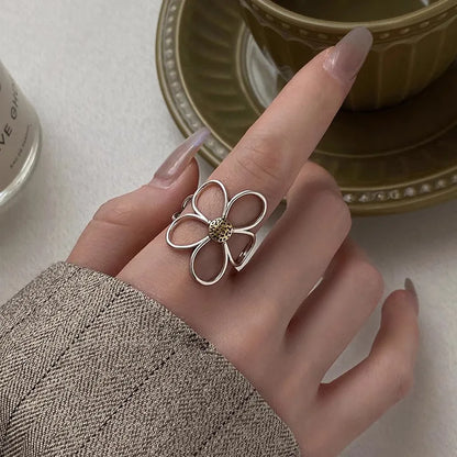 925 Silver Big Flower Ring