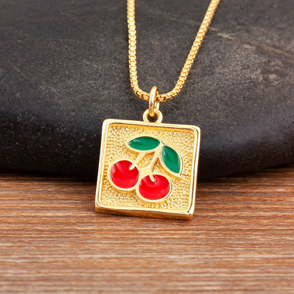 Apple/Grape/Cherry Sparkling Zircon Pendant Necklace