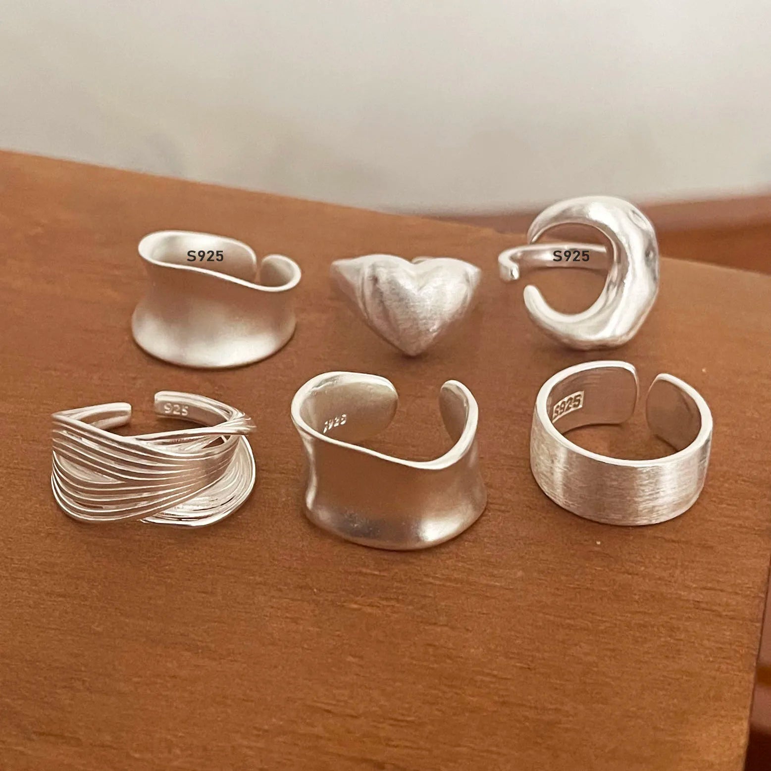 925 Sterling Silver Minimalist Moon Ring Set