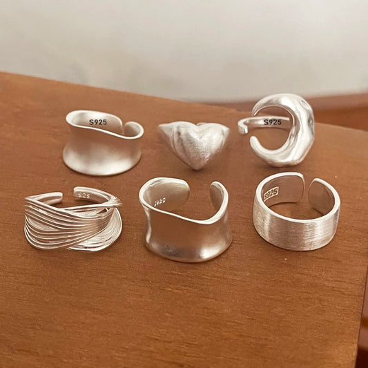 925 Sterling Silver Minimalist Moon Ring Set