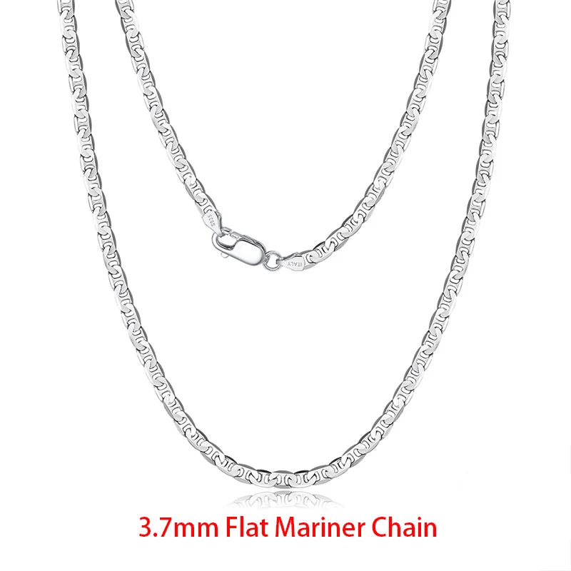 925 Sterling Silver Flat Mariner Chain Necklace